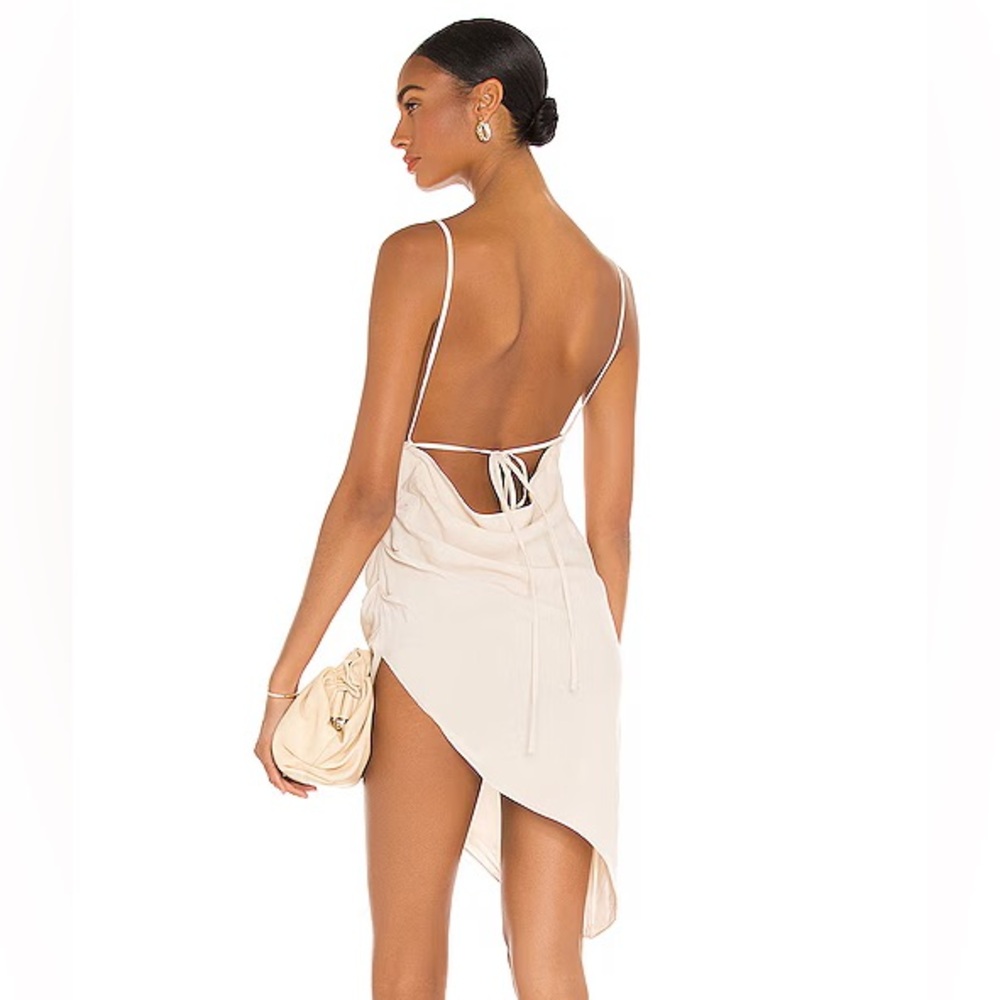 REVOLVE Amanda Uprichard Janet Dress in Cream natural linen blend ruched side XS